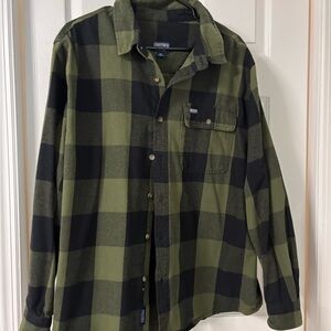Smith's Green and Black Plaid Flannel Shirt
